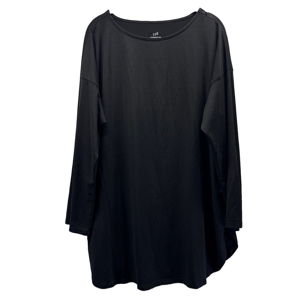 J Jill Luxe Supima Tunic Sz XL Petite Solid Black Long Sleeves Pullover Stretch